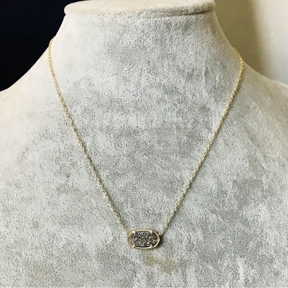 Kendra Scott Elisa Platinum drusy pendant Necklace in Gold Plated